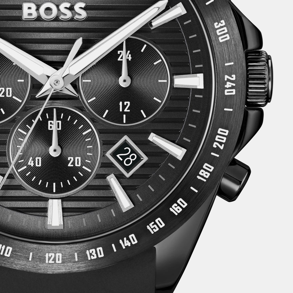 Strike Men Quartz Black Dial Chronograph Silicone Watch 1514289
