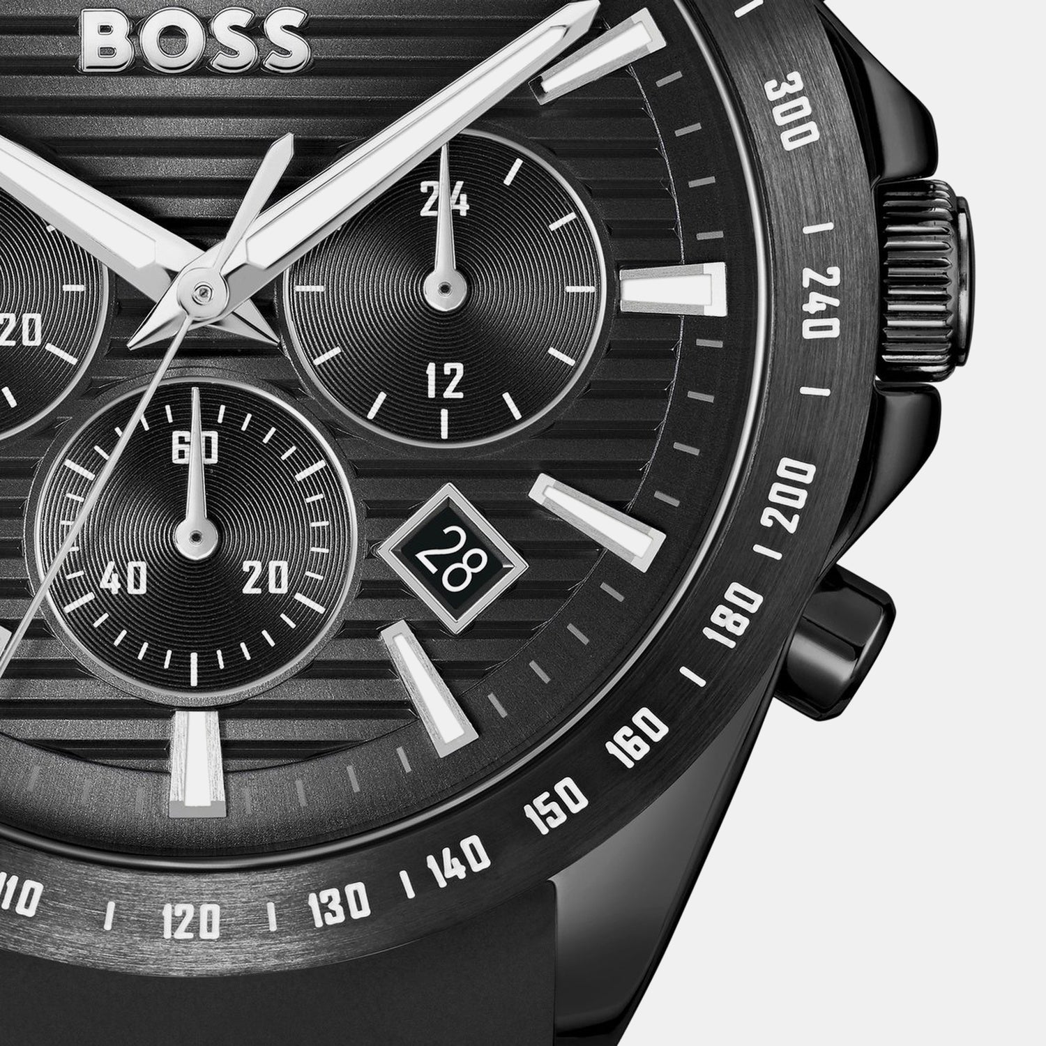 Strike Men Quartz Black Dial Chronograph Silicone Watch 1514289