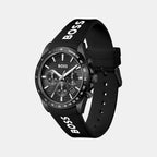 Strike Men Quartz Black Dial Chronograph Silicone Watch 1514289