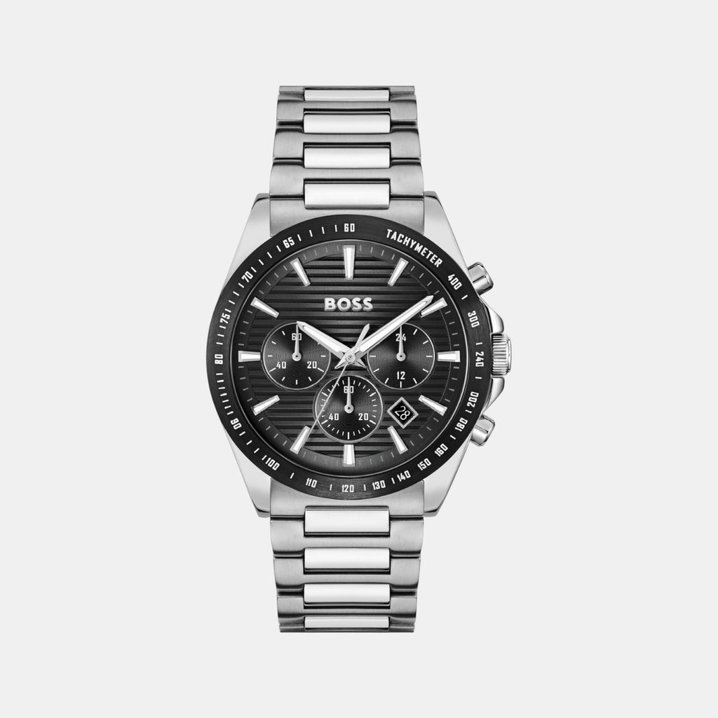 Strike Men Quartz Black Dial Chronograph Stainless Steel Watch 1514290