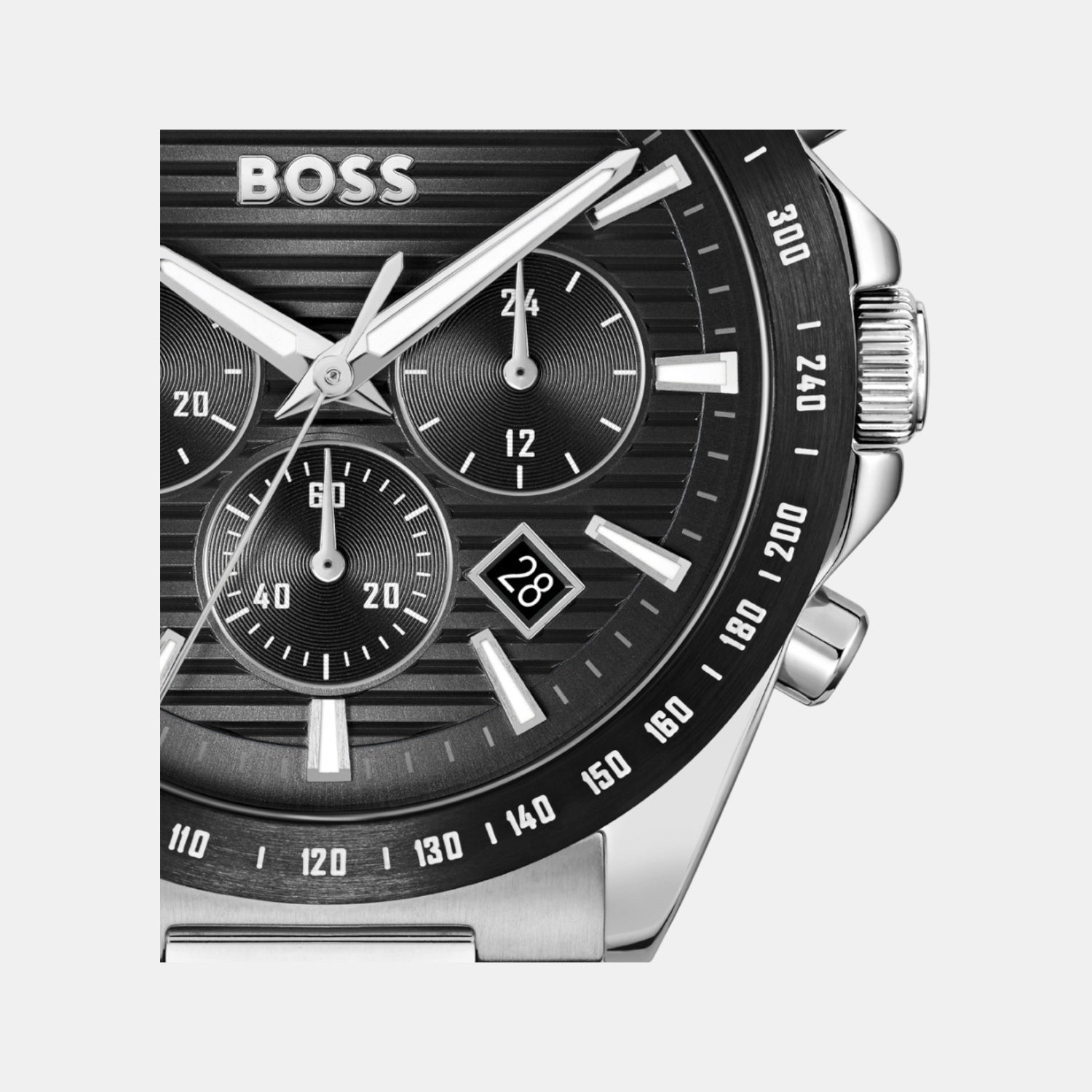 Strike Men Quartz Black Dial Chronograph Stainless Steel Watch 1514290