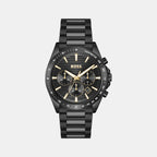 Strike Men Quartz Black Dial Chronograph Stainless Steel Watch 1514291