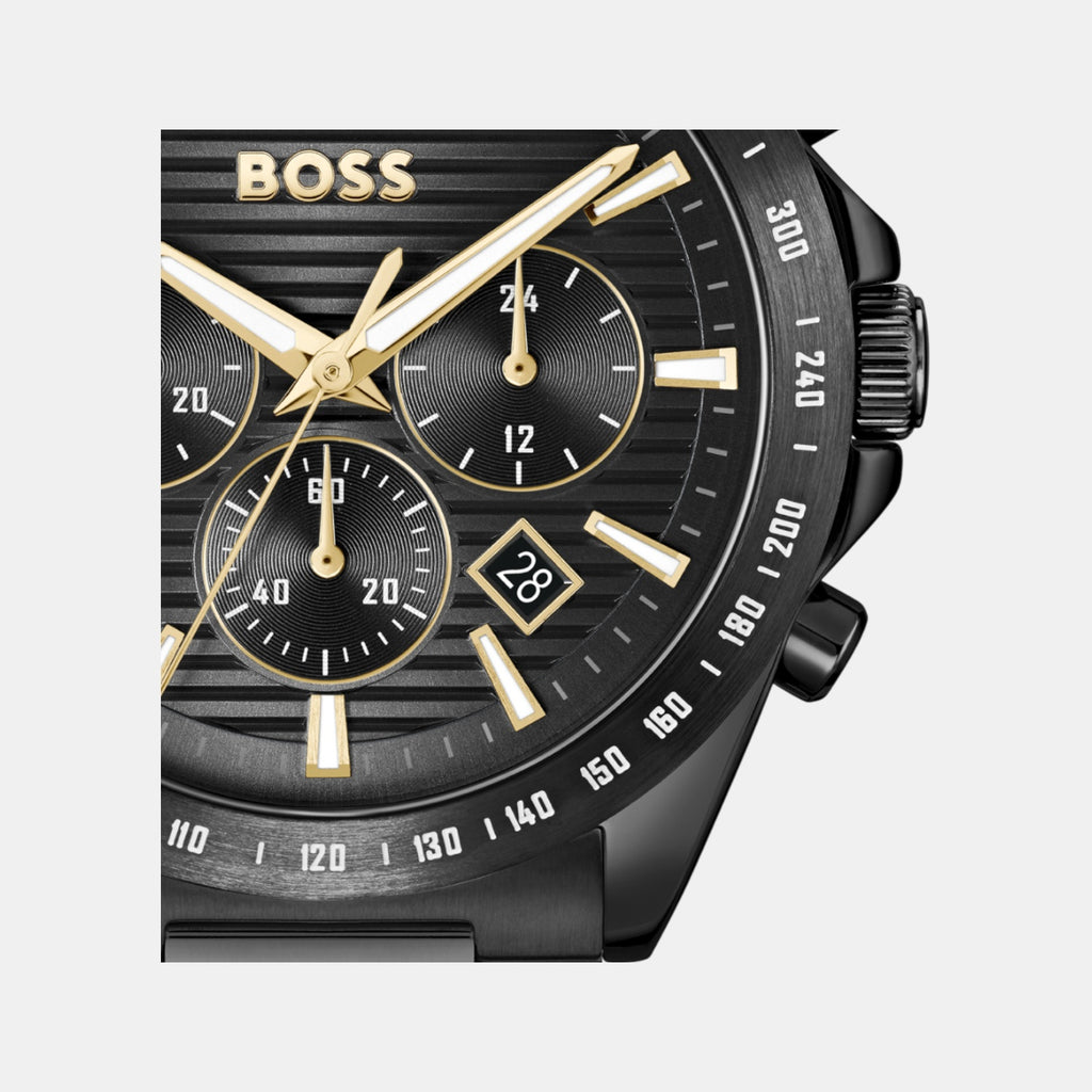 Strike Men Quartz Black Dial Chronograph Stainless Steel Watch 1514291