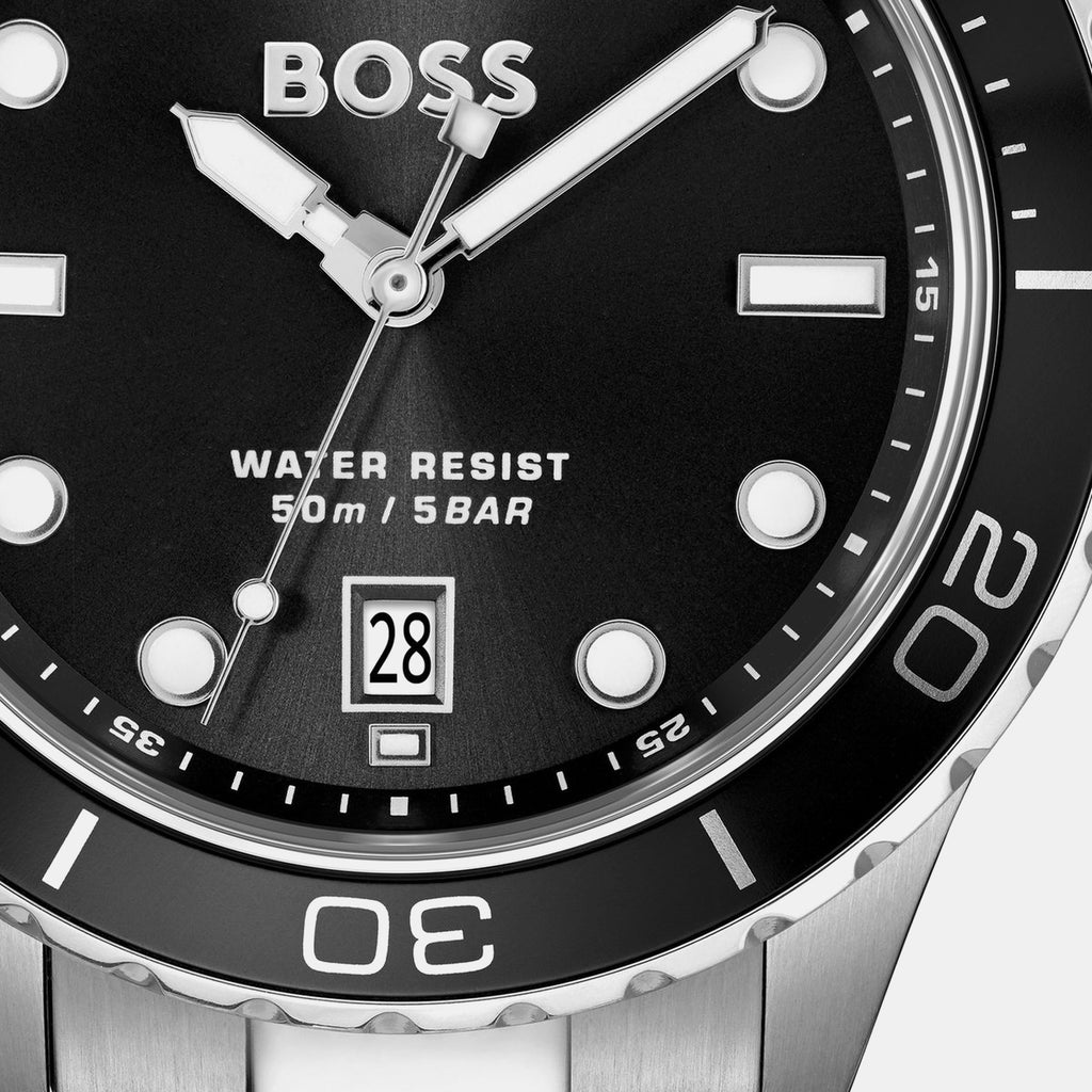 Troper Sport Men Quartz Black Dial Analog Stainless Steel Watch 1514295