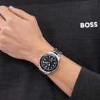 Troper Sport Men Quartz Black Dial Analog Stainless Steel Watch 1514295