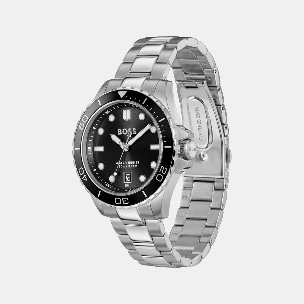 Troper Sport Men Quartz Black Dial Analog Stainless Steel Watch 1514295