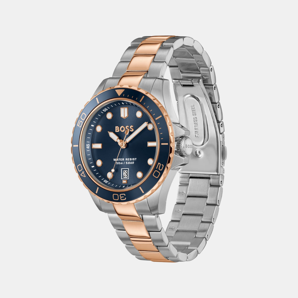 Troper Sport Men Quartz Blue Dial Analog Stainless Steel Watch 1514296