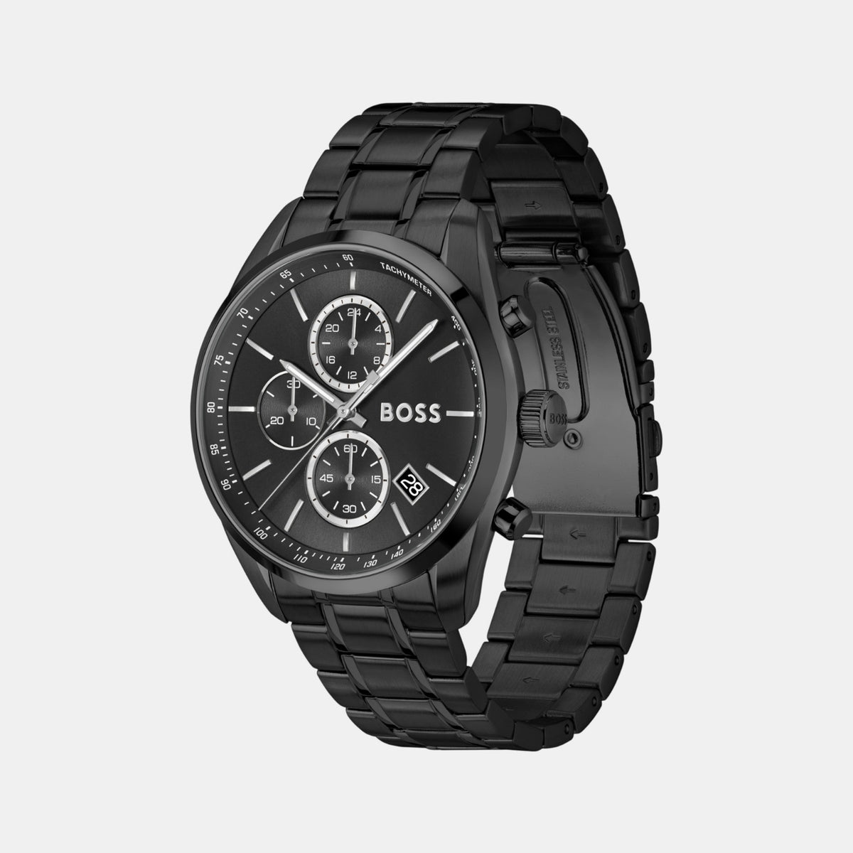 Boss Grand Prix 44 Men Quartz Black Dial Chronograph Stainless Steel Watch 1514298