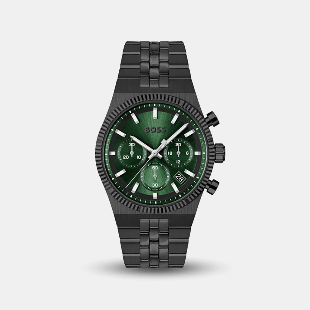 Boss Candor Men Quartz Green Dial Chronograph Stainless Steel Watch 1514308