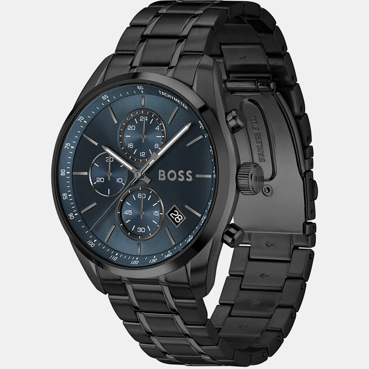 Boss Grand Prix 44 Men Quartz Blue Dial Chronograph Stainless Steel Watch 1514314