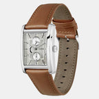 Principle Dress Men Quartz Silver Dial Multi-Function Leather Watch 1514316