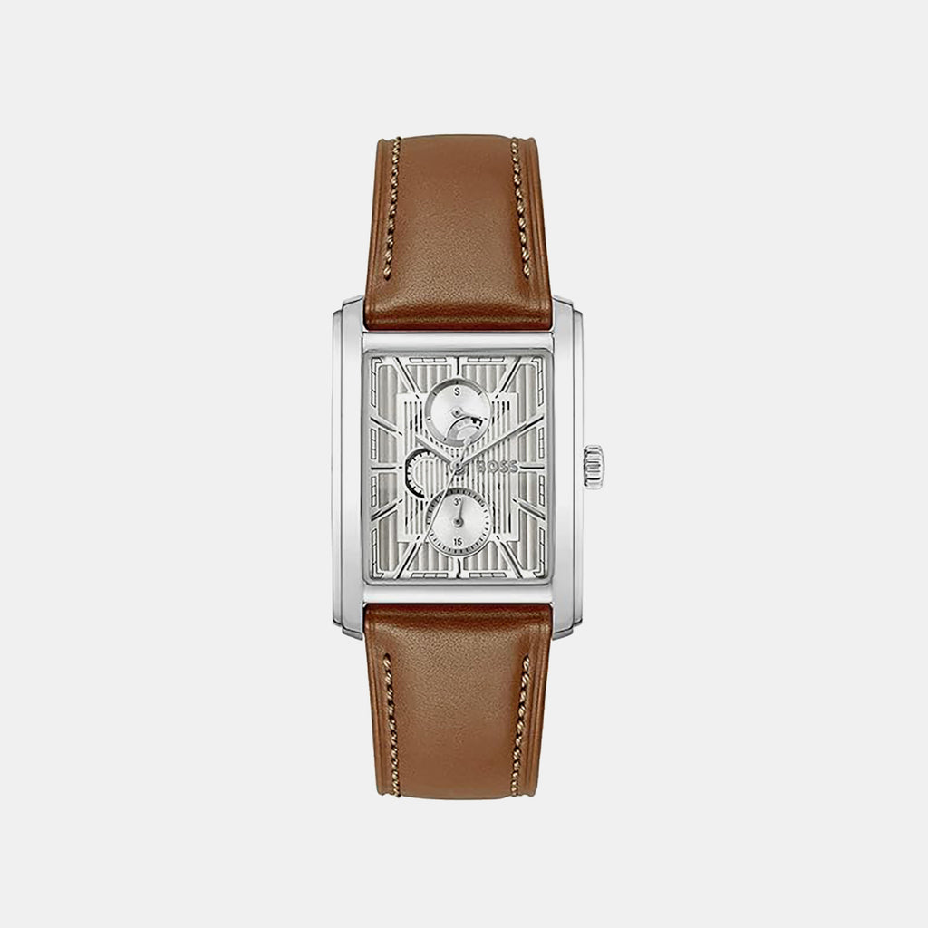 Principle Dress Men Quartz Silver Dial Multi-Function Leather Watch 1514316
