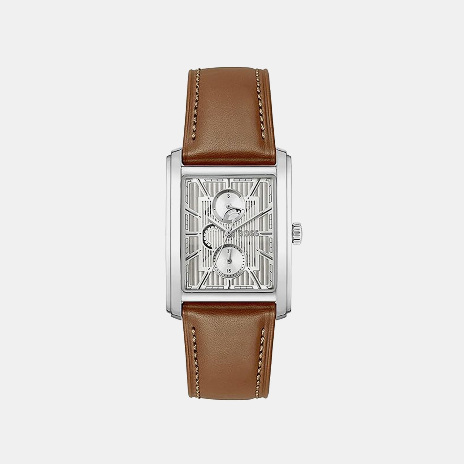 Principle Dress Men Quartz Silver Dial Multi-Function Leather Watch 1514316