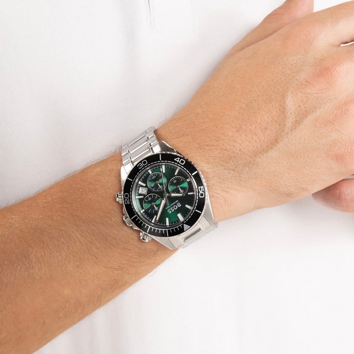 Sealiner Men Quartz Green Dial Chronograph Stainless Steel Watch 1514321