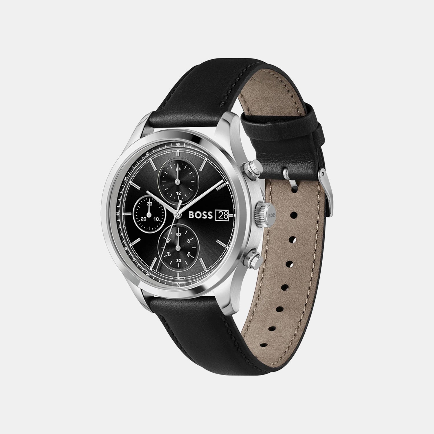 Men Quartz Black Dial Chronograph Leather Watch 1514326