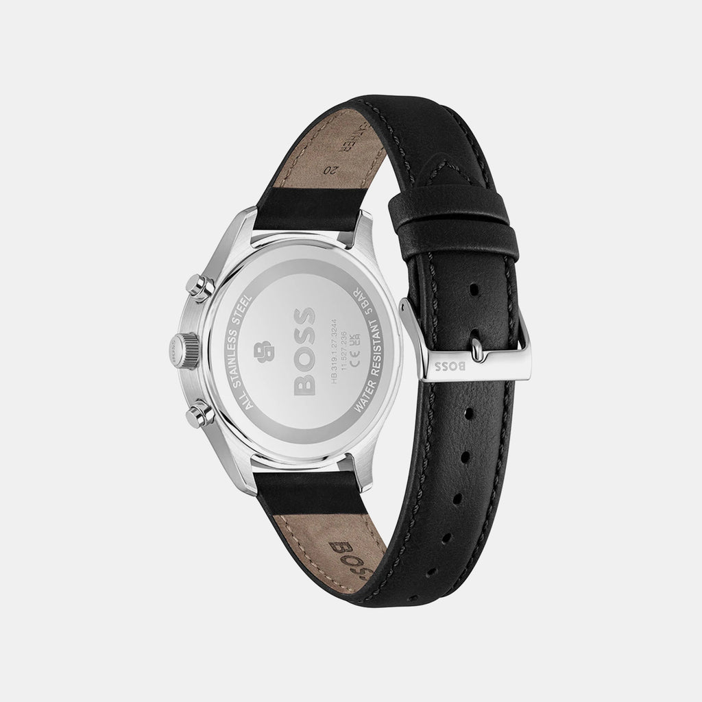 Men Quartz Black Dial Chronograph Leather Watch 1514326