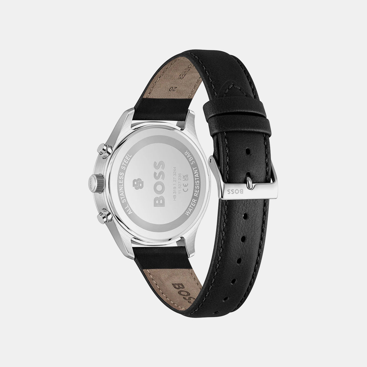 Boss Stratus Men Quartz Black Dial Chronograph Leather Watch 1514326