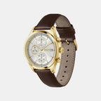 Men Quartz Silver Dial Chronograph Leather Watch 1514327