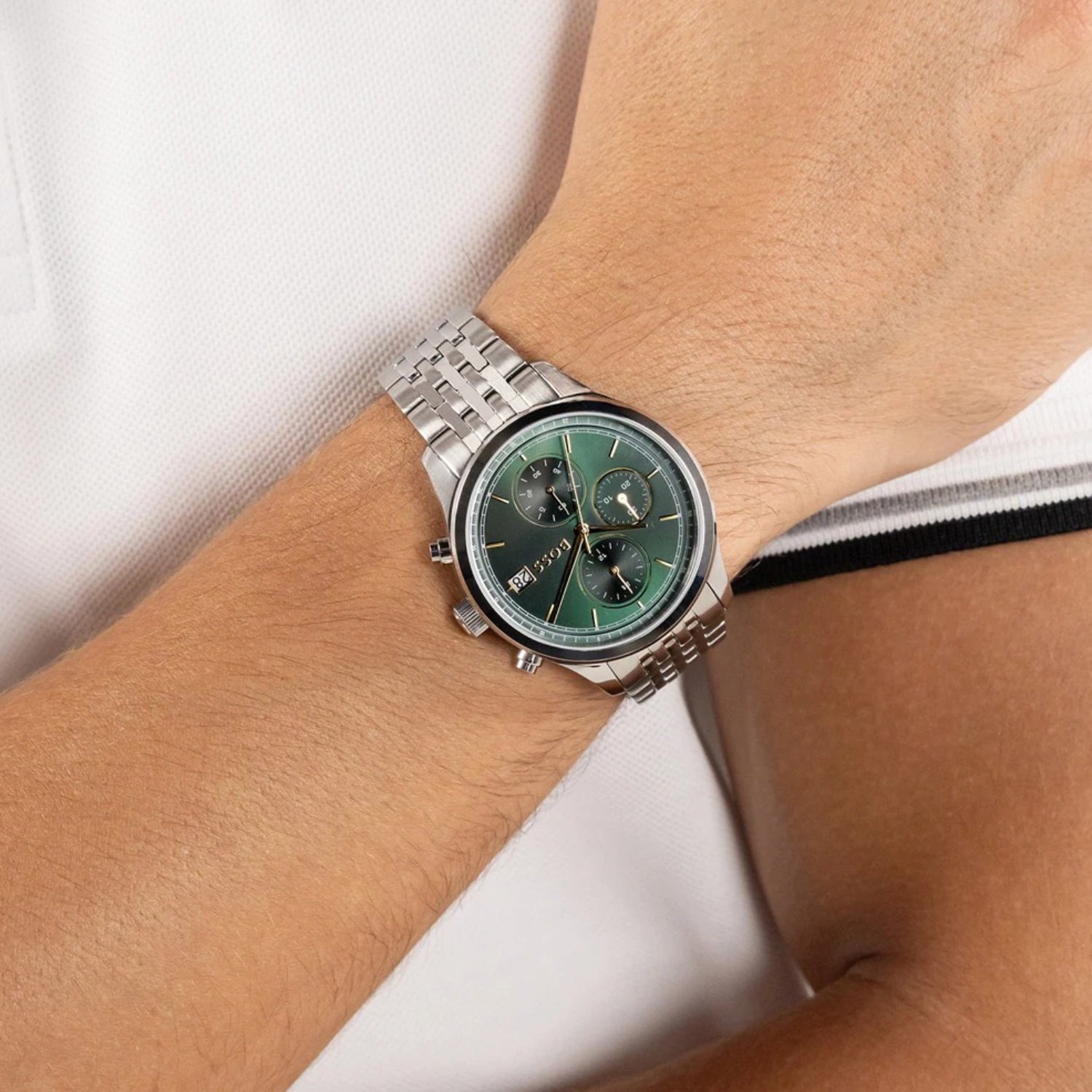 Stratus Men Quartz Green Dial Analog Stainless Steel Watch 1514330