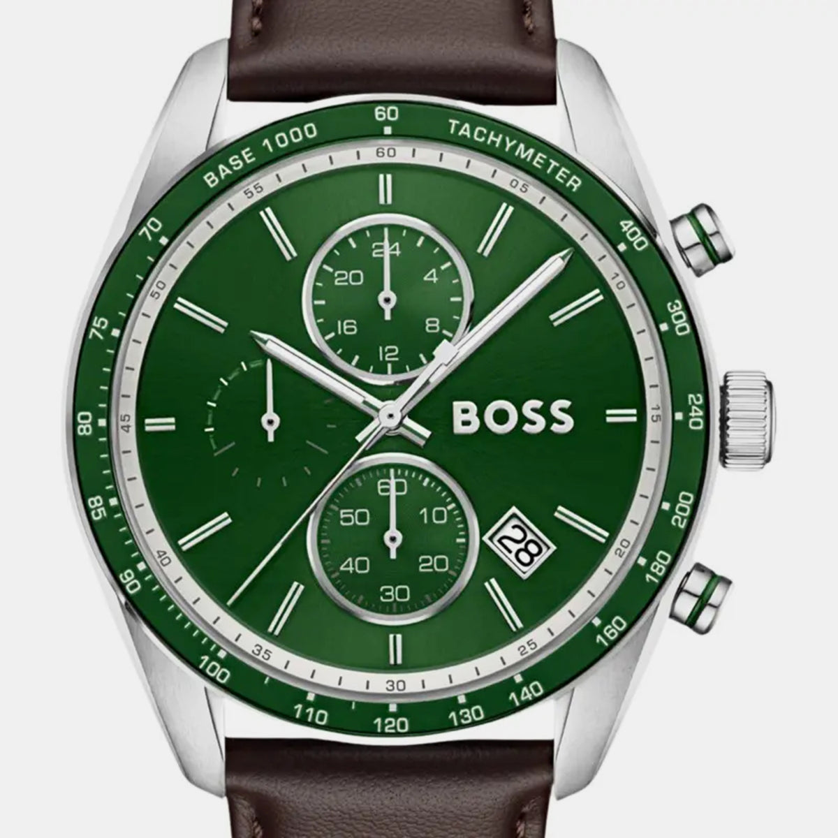 Grand Prix Men Quartz Green Dial Chronograph Leather Watch 1514342