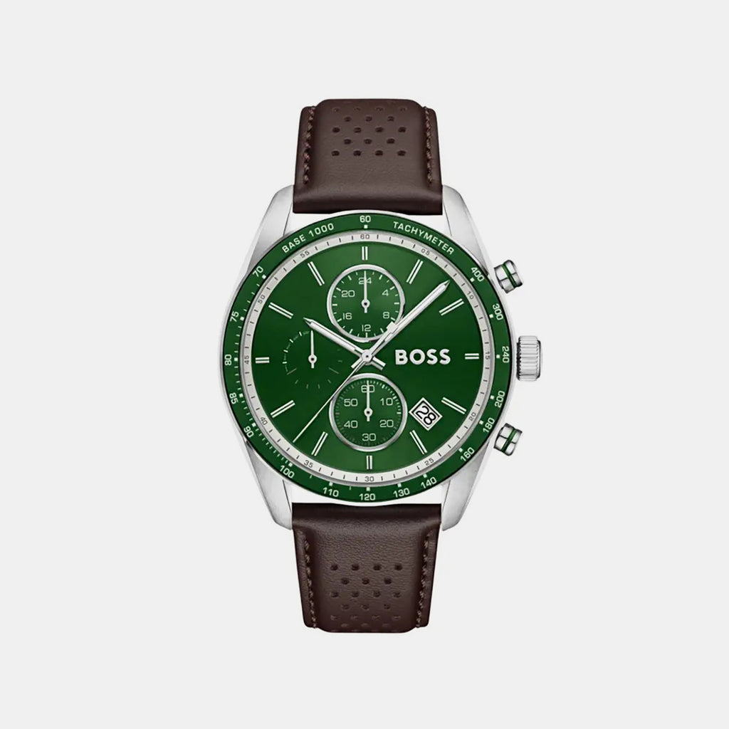 Grand Prix Men Quartz Green Dial Chronograph Leather Watch 1514342