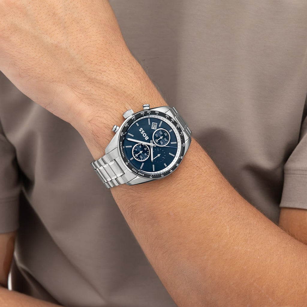 Grand Prix Men Quartz Blue Dial Chronograph Stainless Steel Watch 1514344
