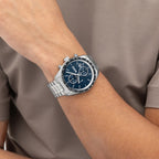 Grand Prix Men Quartz Blue Dial Chronograph Stainless Steel Watch 1514344
