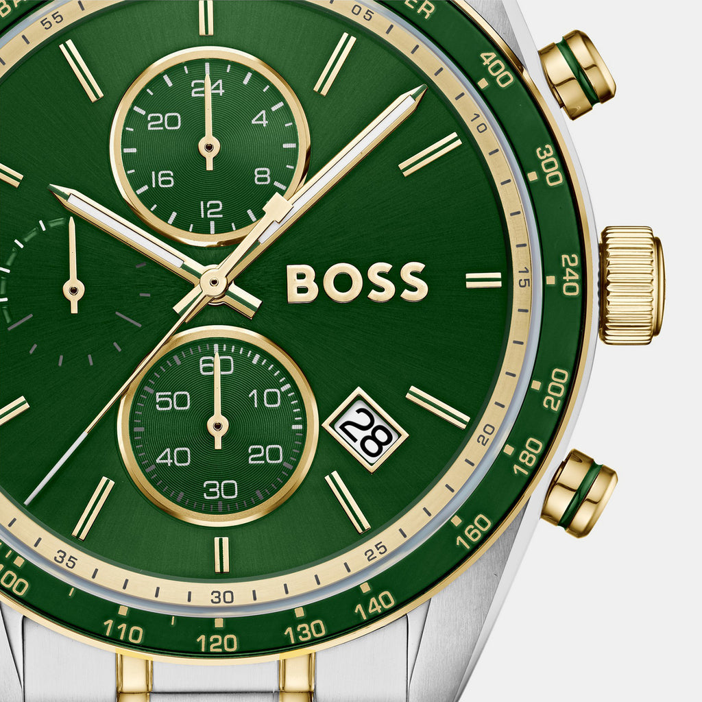 Grand Prix Vitesse Men Quartz Green Dial Analog Stainless Steel Watch 1514345