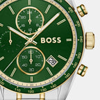 Grand Prix Vitesse Men Quartz Green Dial Analog Stainless Steel Watch 1514345