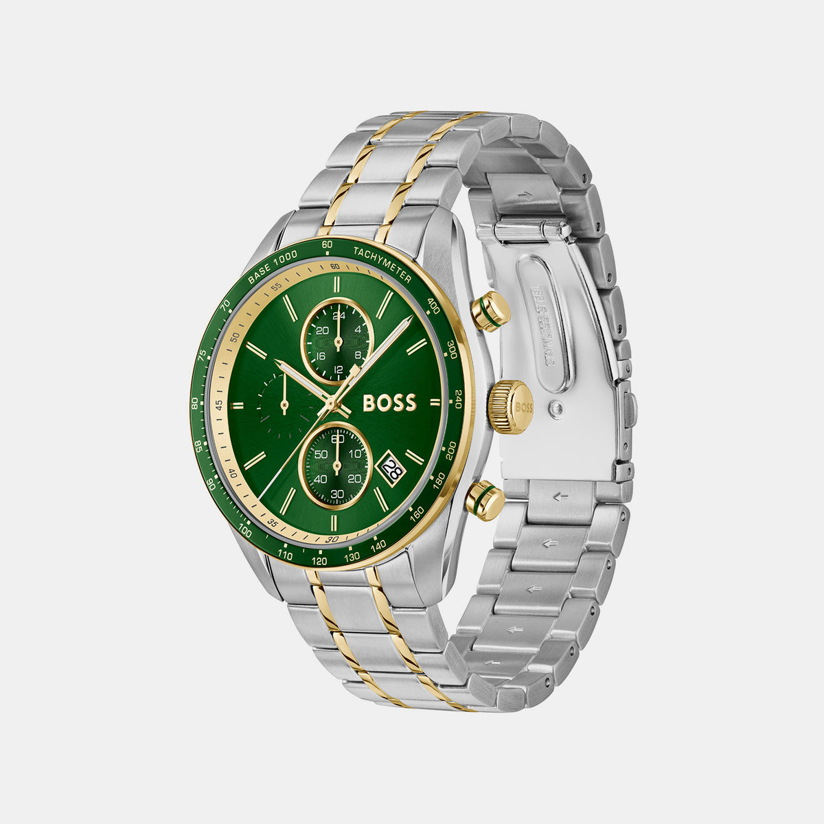 Grand Prix Vitesse Men Quartz Green Dial Analog Stainless Steel Watch 1514345