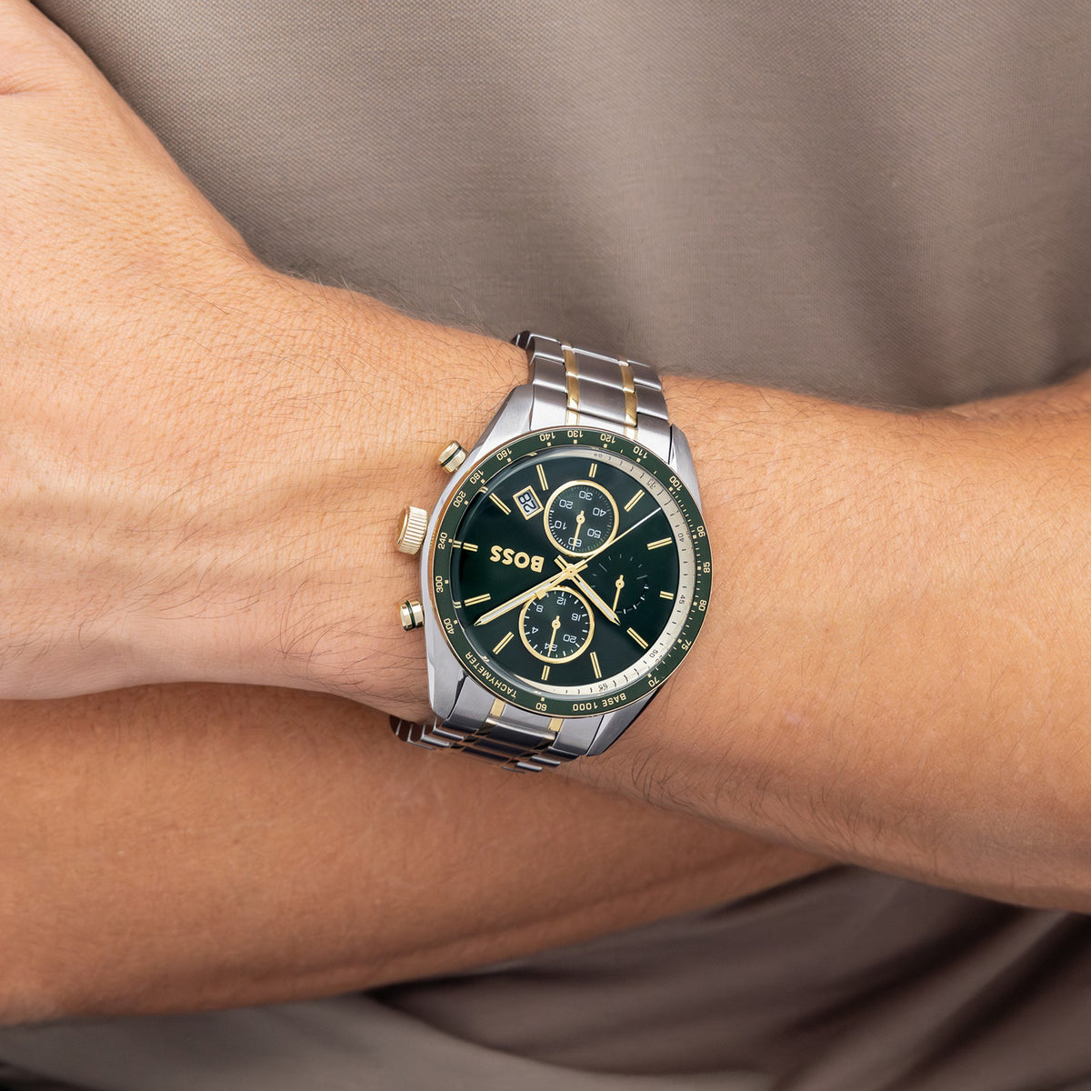 Grand Prix Vitesse Men Quartz Green Dial Analog Stainless Steel Watch 1514345