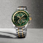 Grand Prix Vitesse Men Quartz Green Dial Analog Stainless Steel Watch 1514345