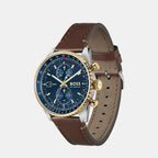 Skytraveller Men Quartz Blue Dial Chronograph Leather Watch 1514346