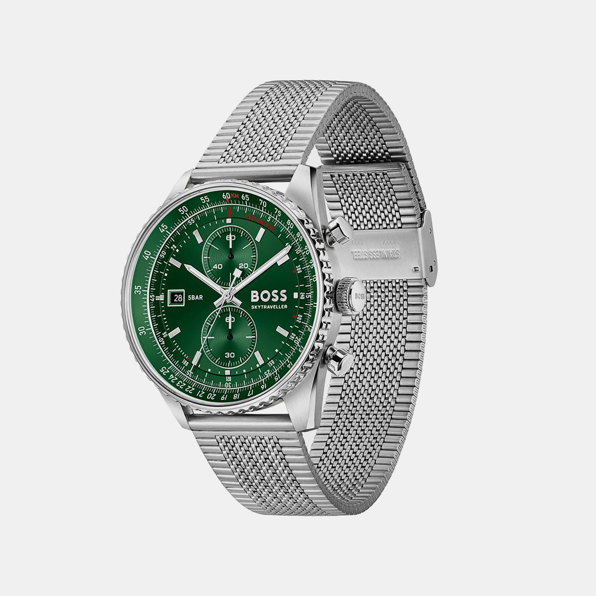 Skytraveller Men Quartz Green Dial Chronograph Stainless Steel Watch 1514347