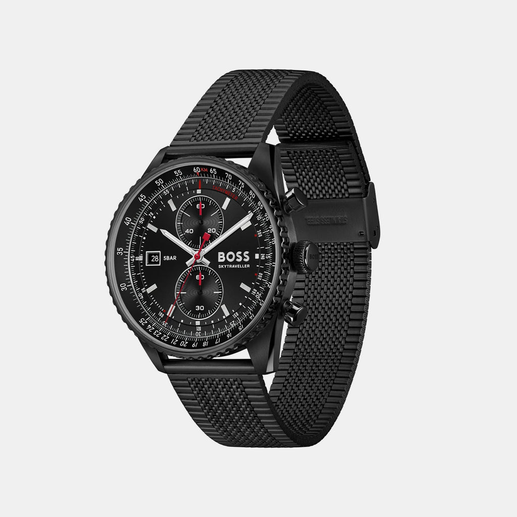 Skytraveller Men Quartz Black Dial Chronograph Metal Watch 1514348