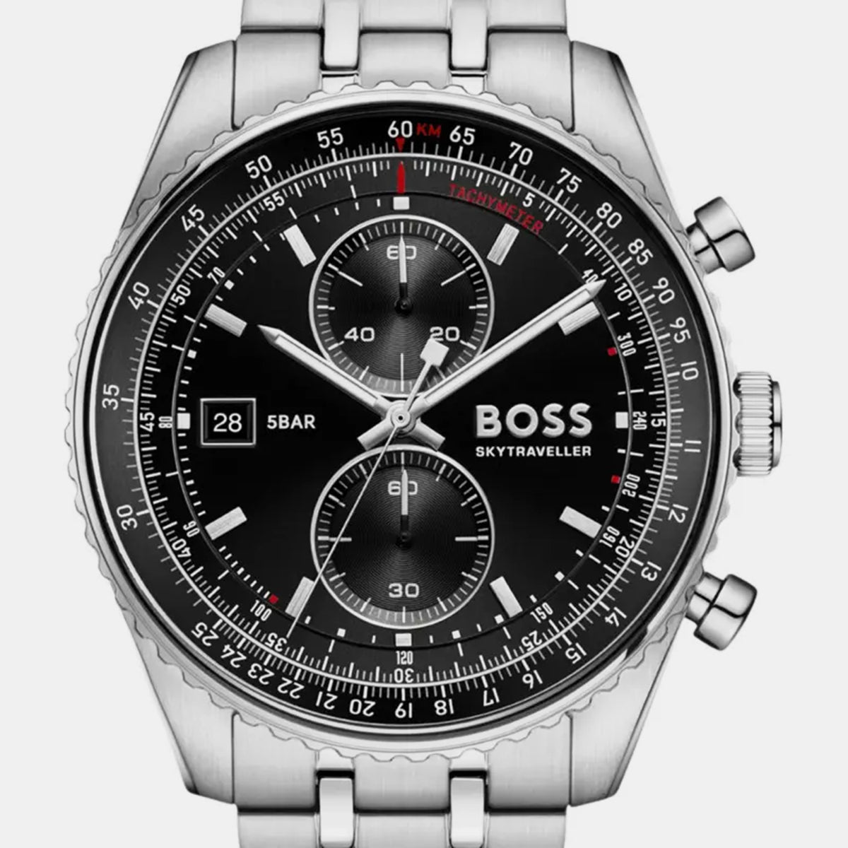 Skytraveller Men Quartz Black Dial Chronograph Stainless Steel Watch 1514349