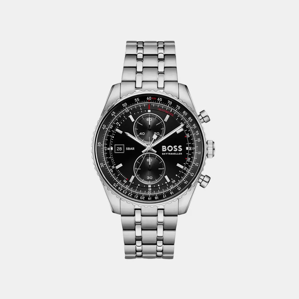 Skytraveller Men Quartz Black Dial Chronograph Stainless Steel Watch 1514349