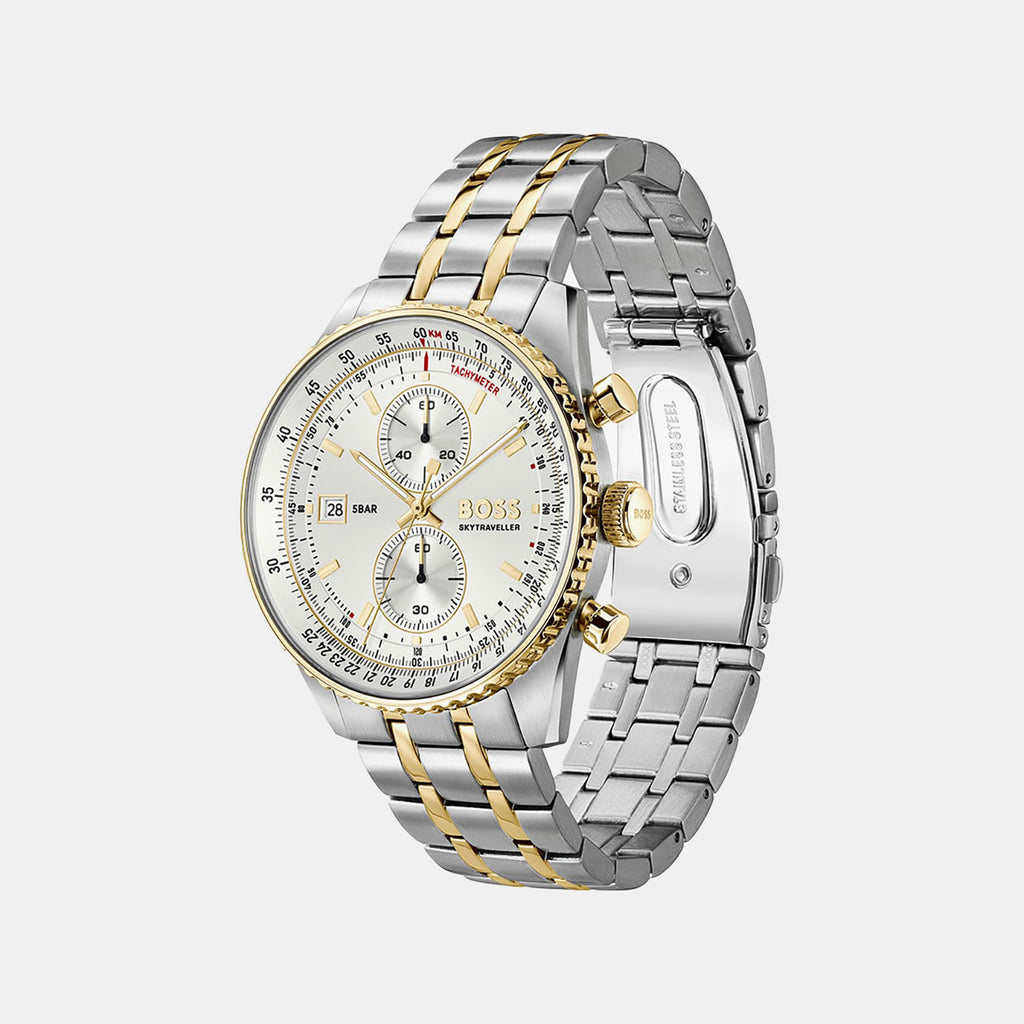 Skytraveller Men Quartz Silver Dial Chronograph Stainless Steel Watch 1514350