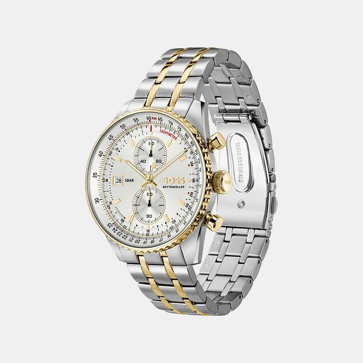Skytraveller Men Quartz Silver Dial Chronograph Stainless Steel Watch 1514350