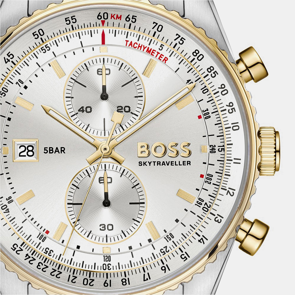 Skytraveller Men Quartz Silver Dial Chronograph Stainless Steel Watch 1514350