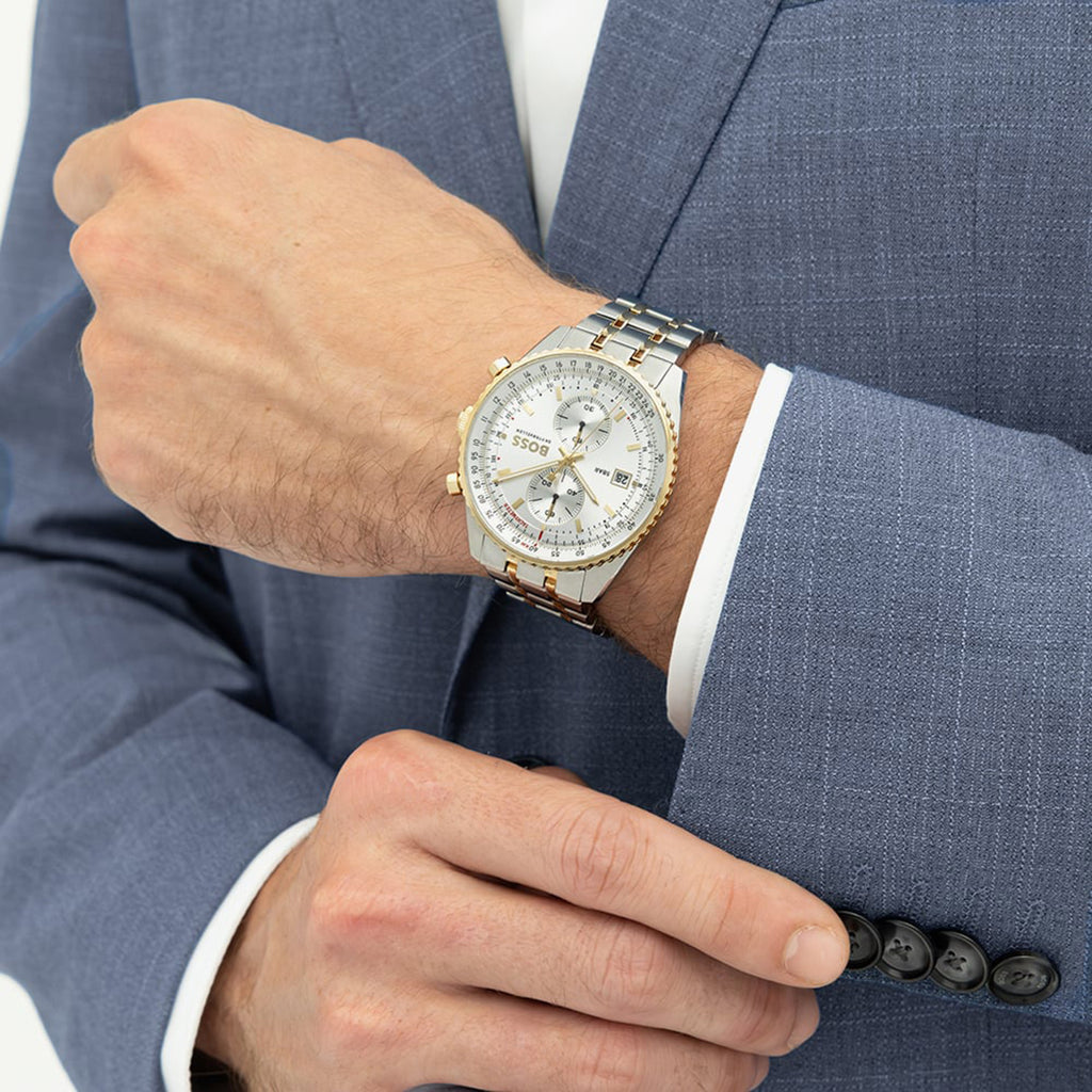 Skytraveller Men Quartz Silver Dial Chronograph Stainless Steel Watch 1514350