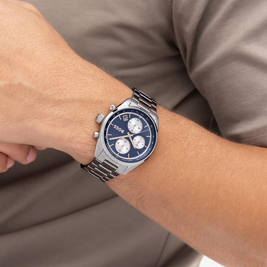 Grand Prix Men Quartz Blue Dial Chronograph Stainless Steel Watch 1514360