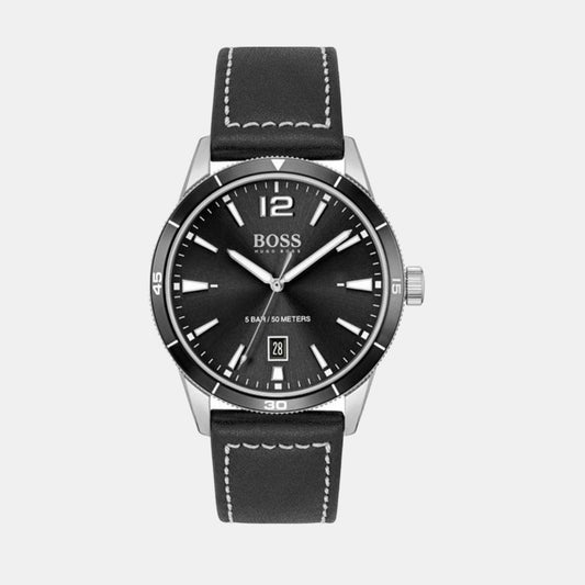 Male Black Analog Leather Watch 1570125