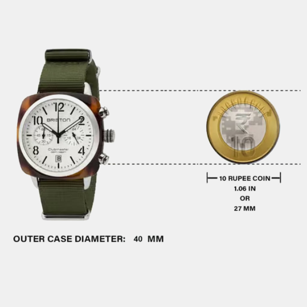 Clubmaster Classic Men Quartz White Dial Chronograph NATO Watch 16140.SA.T.2.NGA