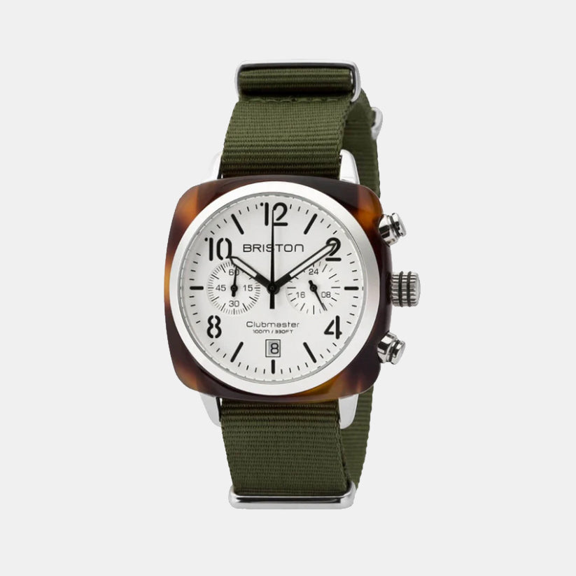 Briston Clubmaster Classic Men Quartz White Dial Chronograph Nato Watch 16140.SA.T.2.NGA-1
