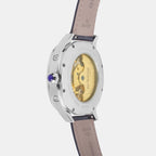 Men Automatic Blue Dial Multi-Function Leather Watch 1641-L10507