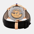 Men Automatic Silver Dial Multi-Function Leather Watch 1641-L30306