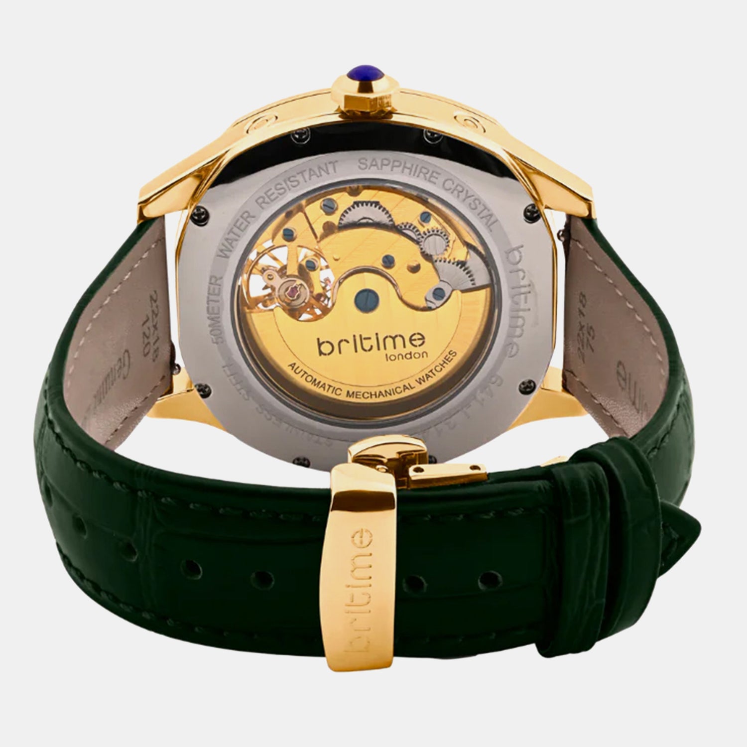 Men Automatic Green Dial Multi-Function Leather Watch 1641-L31412