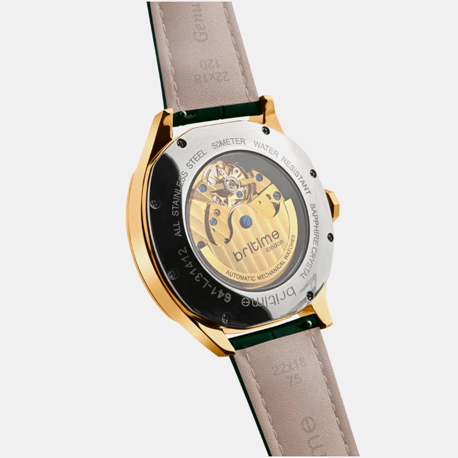 Men Automatic Green Dial Multi-Function Leather Watch 1641-L31412