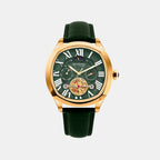 Men Automatic Green Dial Multi-Function Leather Watch 1641-L31412